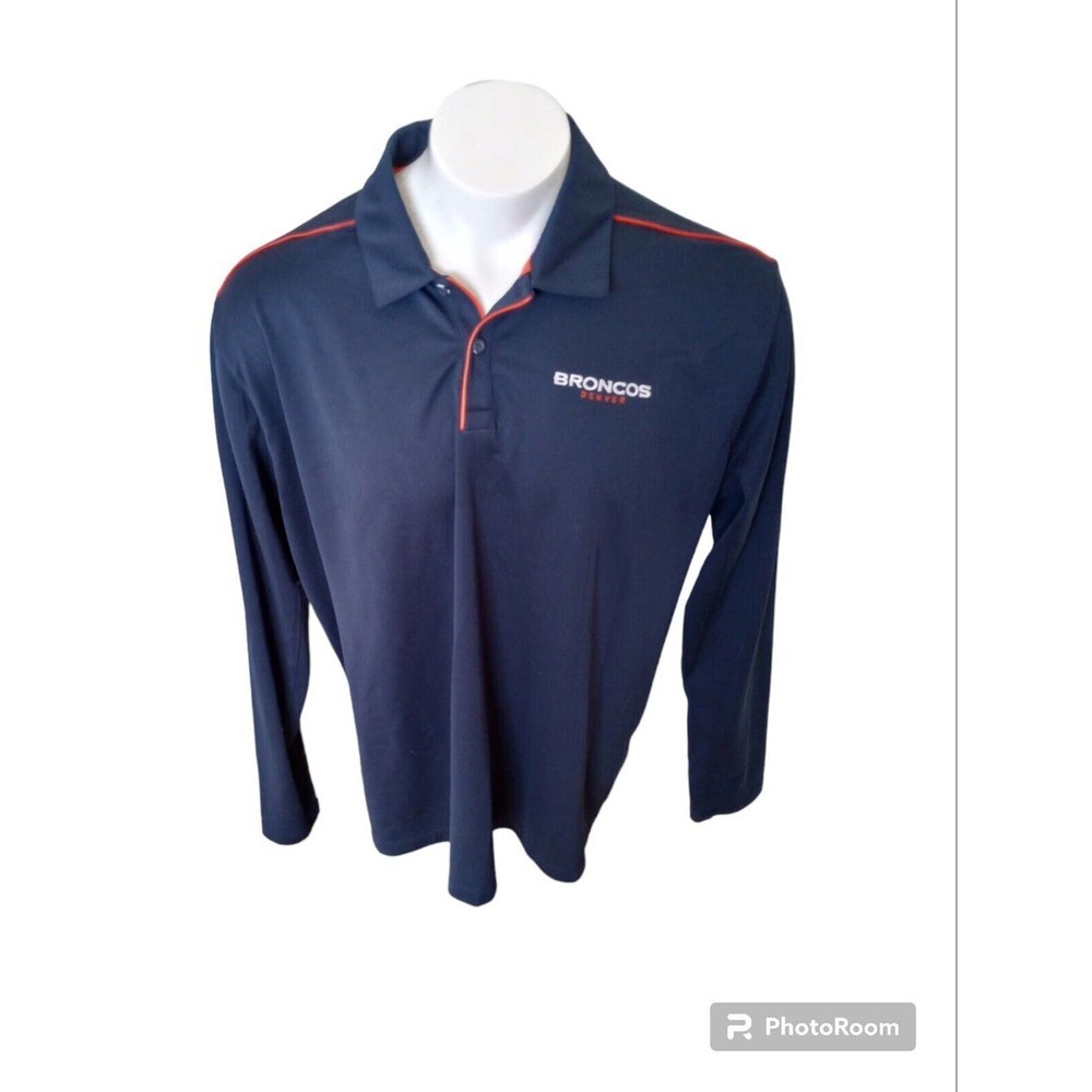 Nike Men's Blue Orange On Field Denver Broncos NFL Long Sleeve Polo TopSize XXL